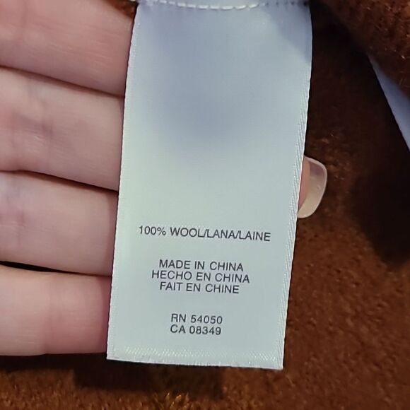 Evan picone‎ womens light brown cropped ruffled wool cardigan size ps - Picture 3 of 4